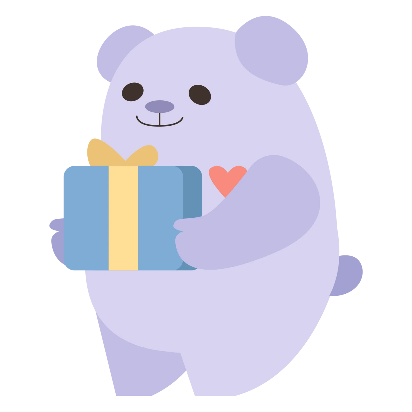 Winny holding a wrapped gift.